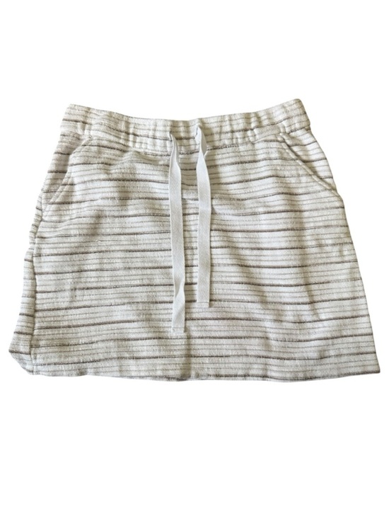LOFT Dresses & Skirts - Loft Skirt Cream and Brown with Textured Drawstring Size Medium